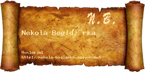 Nekola Boglárka névjegykártya